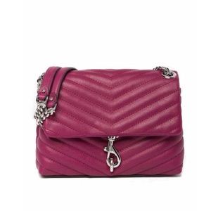 Rebecca Minkoff Leather Edie Crossbody Magenta With Silver Hardware Small Bag